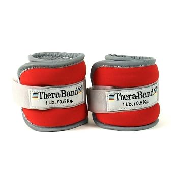 THERABAND Ankle & Wrist Weights, Comfort Fit Cuff Set, 1 lb Each, Red