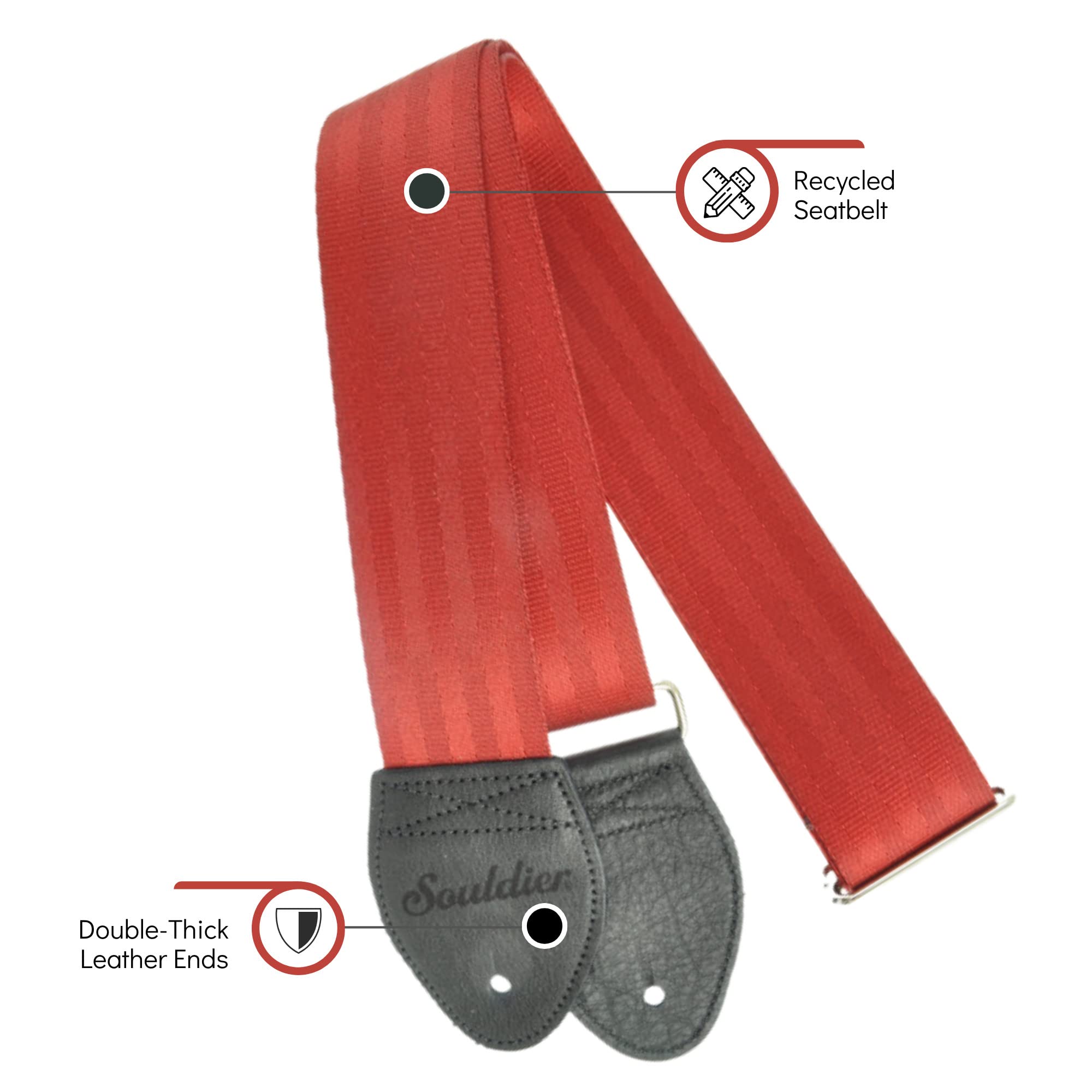 Souldier personnalisés reciclado cinturón de seguridad correa para guitarra eléctrica, Dark Blood Red