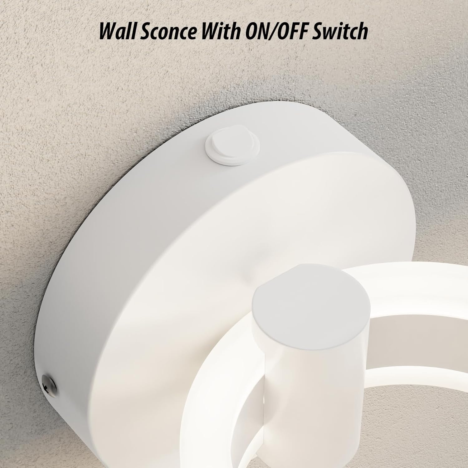 LED Wall Sconces Set of Two with ON/Off Switch, White Rotatable Hardwired Wall Light Fixtures, Built in USB Charging Port, Modern Wall Decor for Bed Lighting.