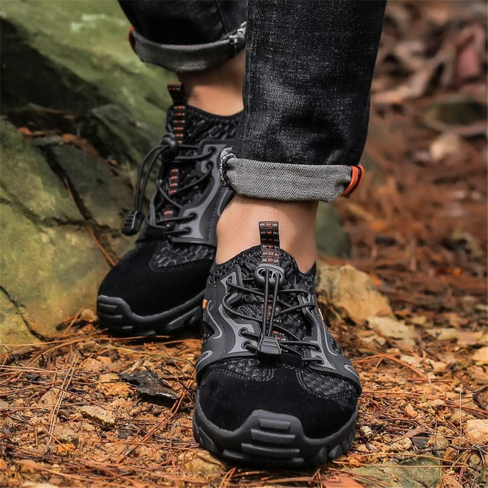 Yuper Men's Breathable Ultra-Slip Hiking Shoes Running Barefoot Trekking Shoes Mesh Quick Dry Lightweight Outdoor Fitness Sneakers Black 9 Men US 10.24''Heel to Toe
