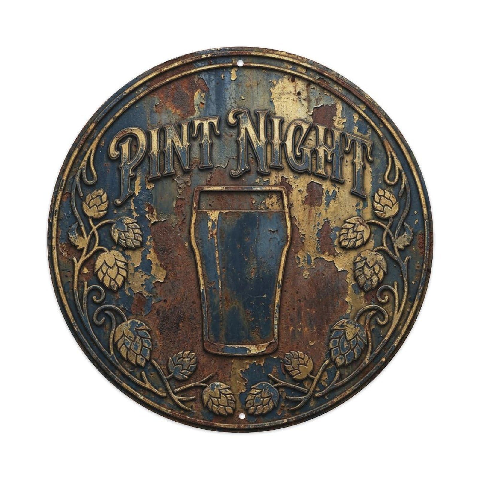 Vintage Beer Rustic Pint Night Retro Bar for Pub Vintage Metal Tin Sign Plaque Wall Decor for Cafe, Club Bar, Office, Garden Metal Poster 8x8Inch