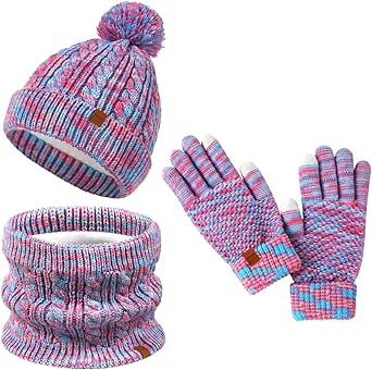 Warm Hat And Scarf Set For Boys Girls 3-6 Years, Baby Beanie Hat Knitted Winter Hat Warm Cute Dog Slip-On Hat Kids Scarf Hat Fleece Lining Knitted Hat