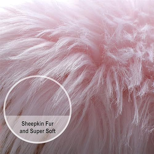 Miniatura 3 de HLZHOU - Alfombra suave de piel de oveja sintética, funda de silla, cojín de asiento de piel mullida, alfombra decorativa antideslizante para