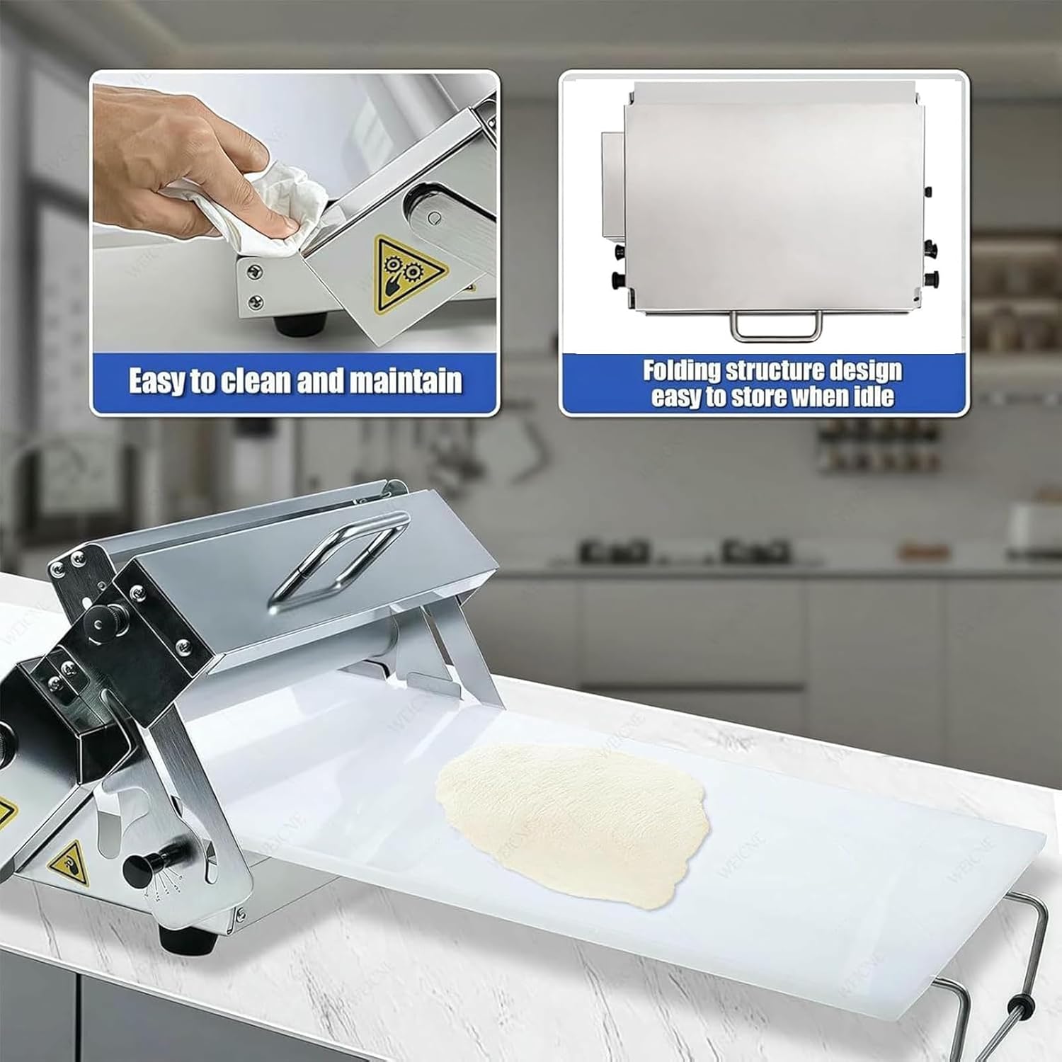 生地シーター 折りたたみ式 家庭用・業務用 ステンレス製生地ラミネーター ピザ生地 ペストリープレス製造機 厚さ調節可能 ボード30