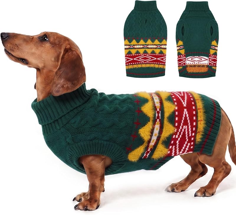Suéter de Natal para Cães MIGOHI, modelo para Dachshund, Verde, tamanho L