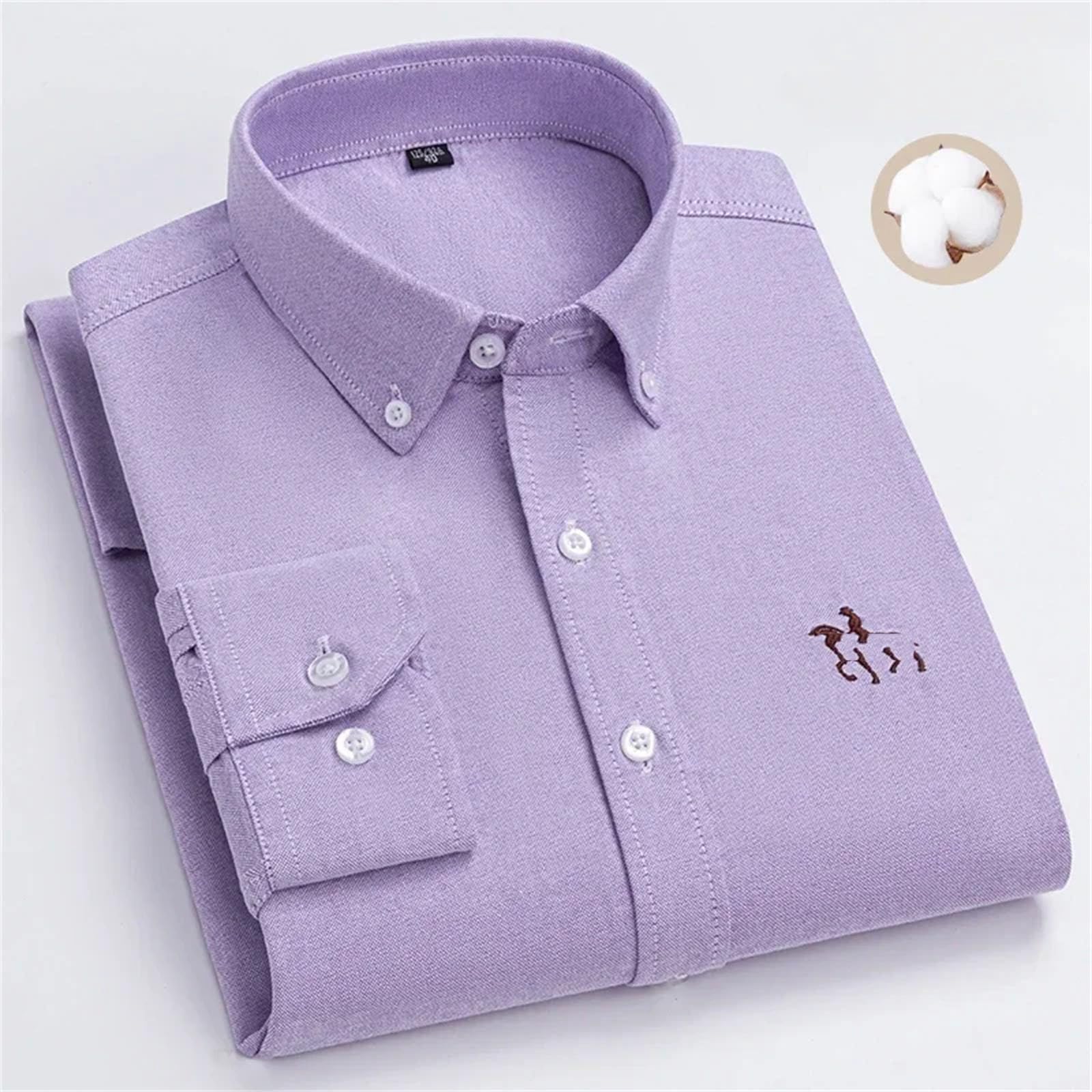 Camisas de manga larga para hombre, de algodón puro, Oxford, ajustadas, formal, lisas, ropa de oficina