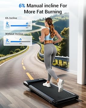 Superun Walking Pad with 6% Incline, Under Desk Treadmill for Home Office, 3 in 1 Portable Walking pad Treadmill with Remote Control, 2.5HP Quiet Mini Treadmills, 300 lbs Capacity