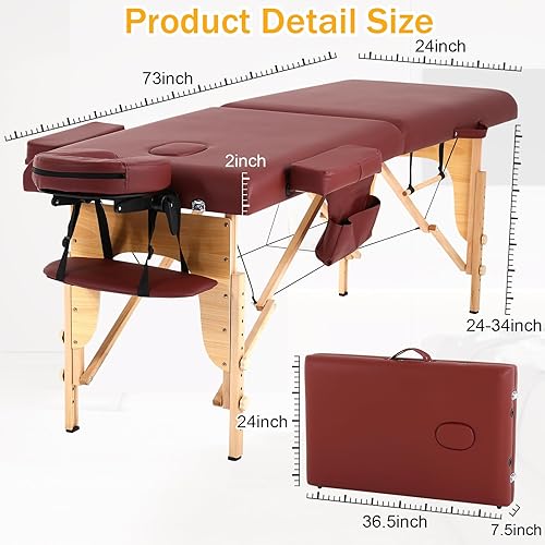 Miniatura 6 de Mesa de masaje, mesa de masaje portátil con funda de transporte, cama de spa más suave, mesa de masaje de madera resistente, cama de pestañas, cama