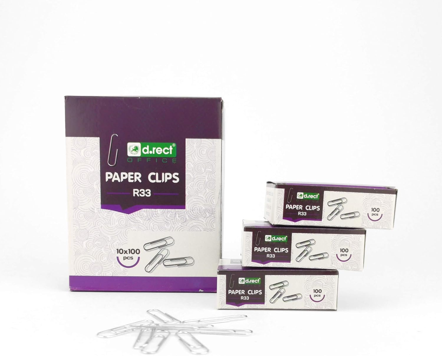 D.RECT Paper Clips 33 mm, 1000 Pack Galvanised Metal, Silver Wire Clips for Office School & Home, Eco Packaging 10x100 - Image 4
