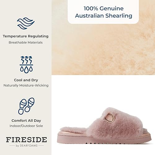 Miniatura 5 de Dearfoams Fireside Cairns - Pantuflas de deslizamiento con forro de piel de oveja, fáciles de poner y quitar, para mujer