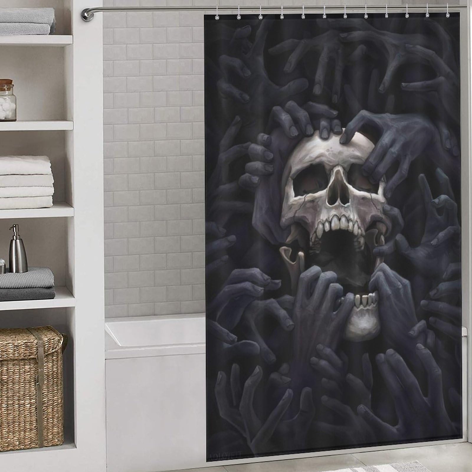 Crâne rideau douche tissu polyester étanche lavable rideau de bain 140x183