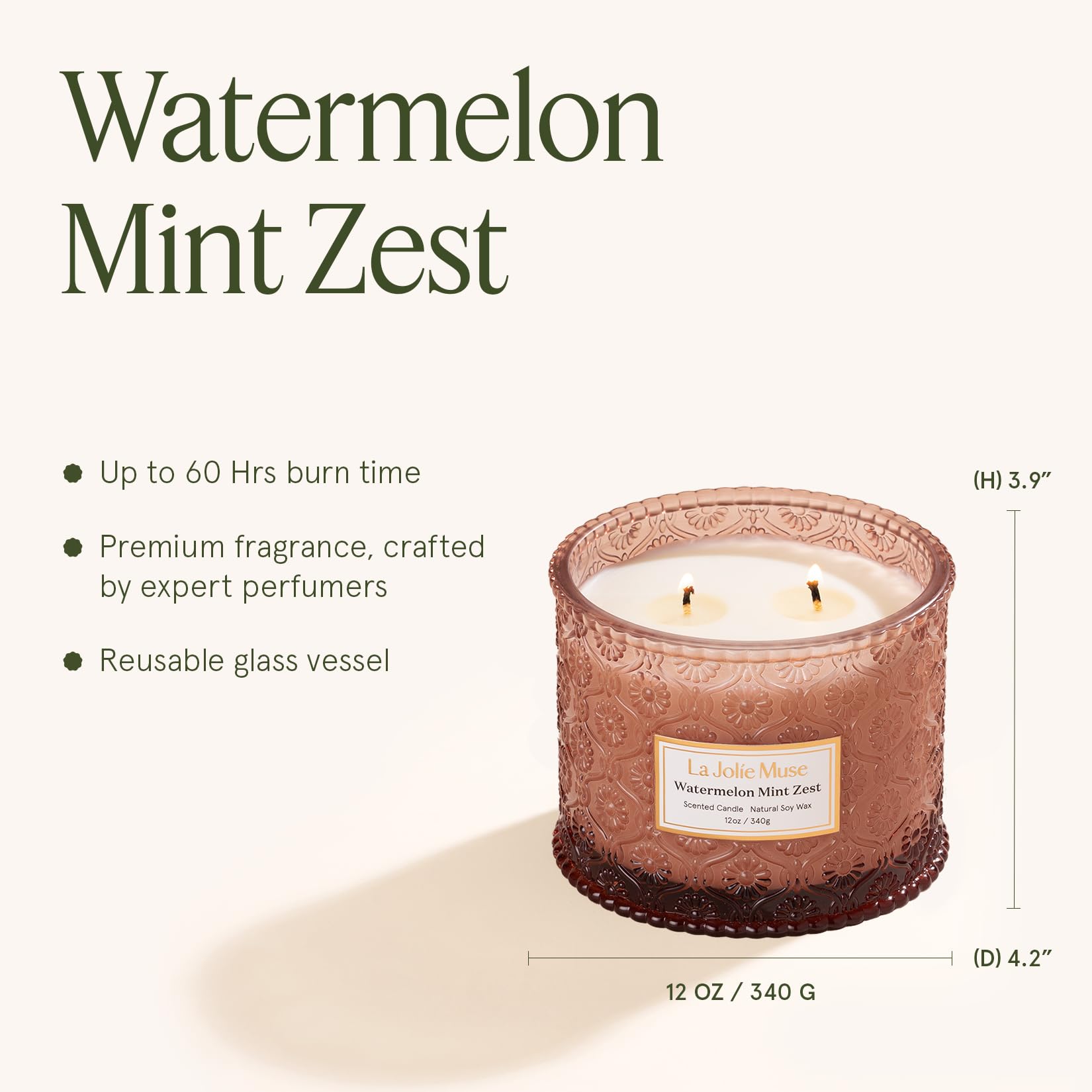 Amazon.com: LA JOLIE MUSE Watermelon Mint Zest Candle - Eucalyptus