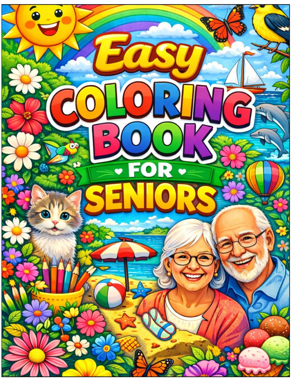 Easy Coloring Book for Seniors – Relaxing and Simple Designs for Stress Relief
