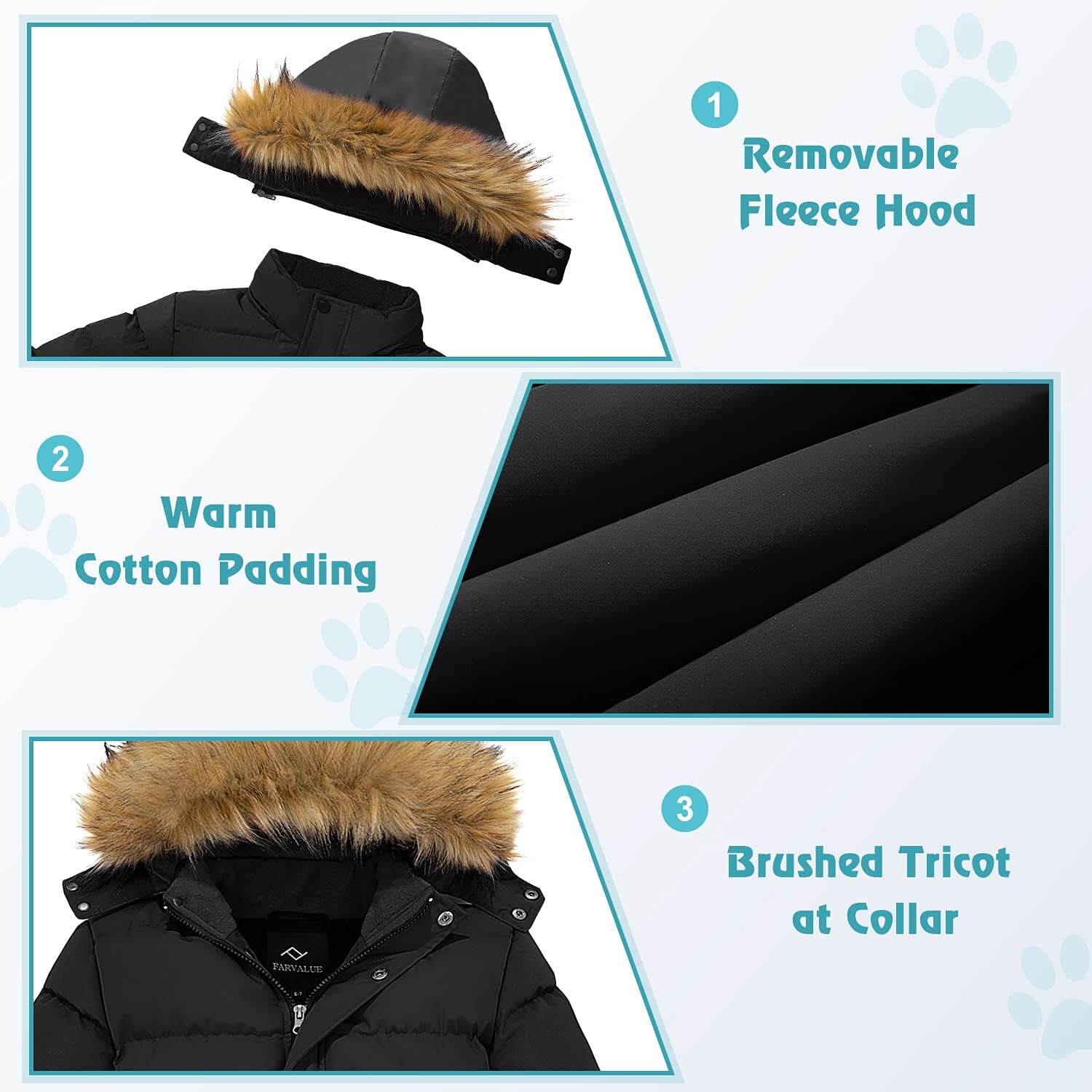 FARVALUE Boys Water Resistant Winter Coat Warm Quilted Puffer Jacket Hooded Parka Thicken Down Jacket for Boys - Image 5