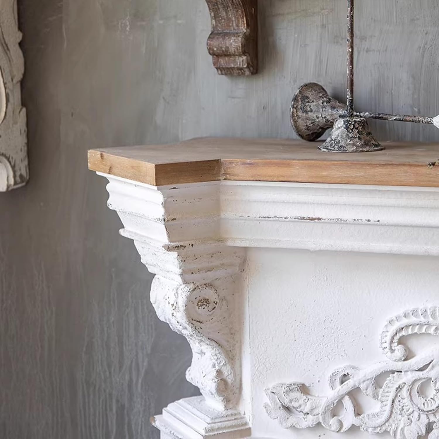 Fireplace Mantel Surround Vintage Distressed Wood Fireplace Mantel Ornate Decorative Surround Frame