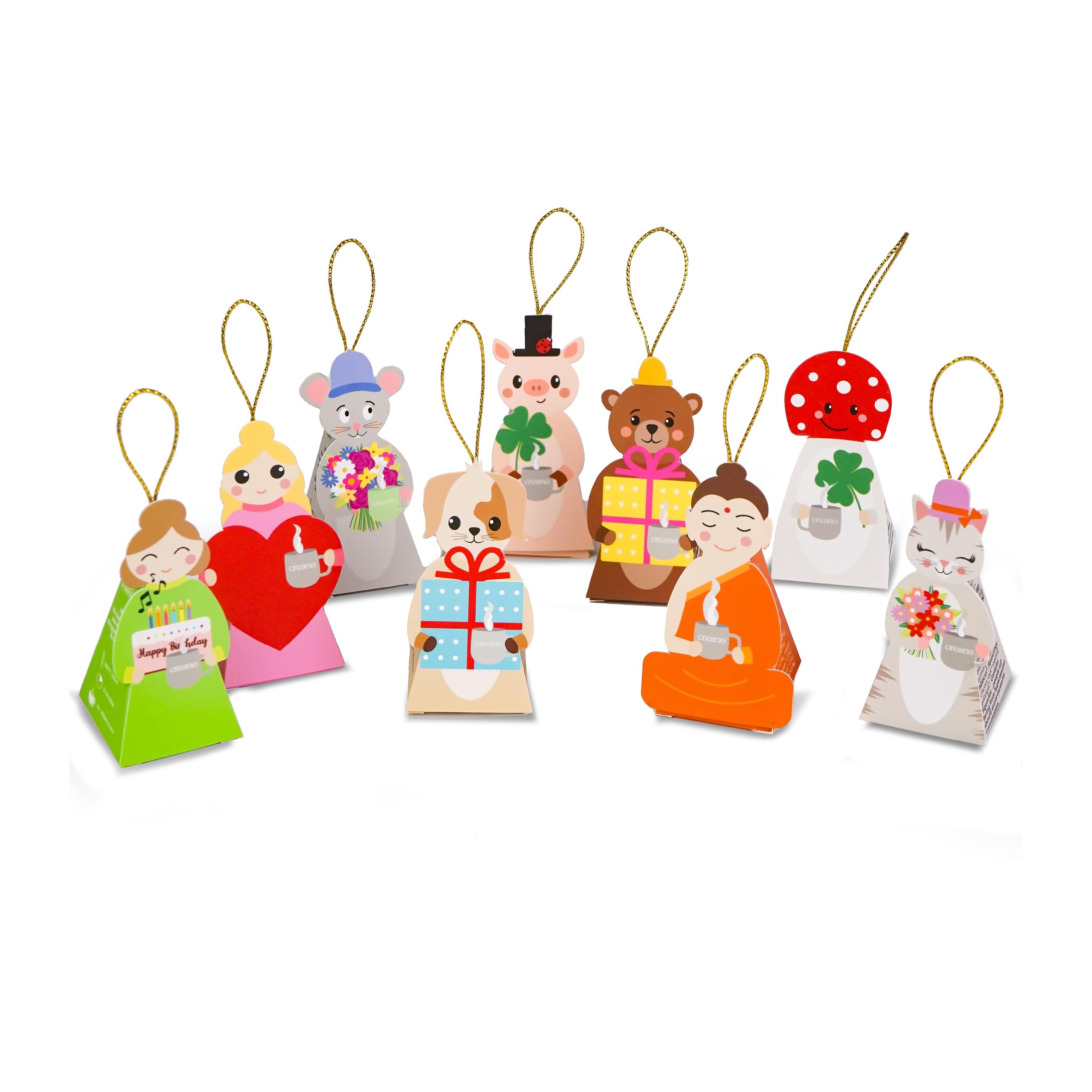 Creano Set de Regalo de Té Bio con 9 Figuras Adorables de Infusión para Amantes del Té