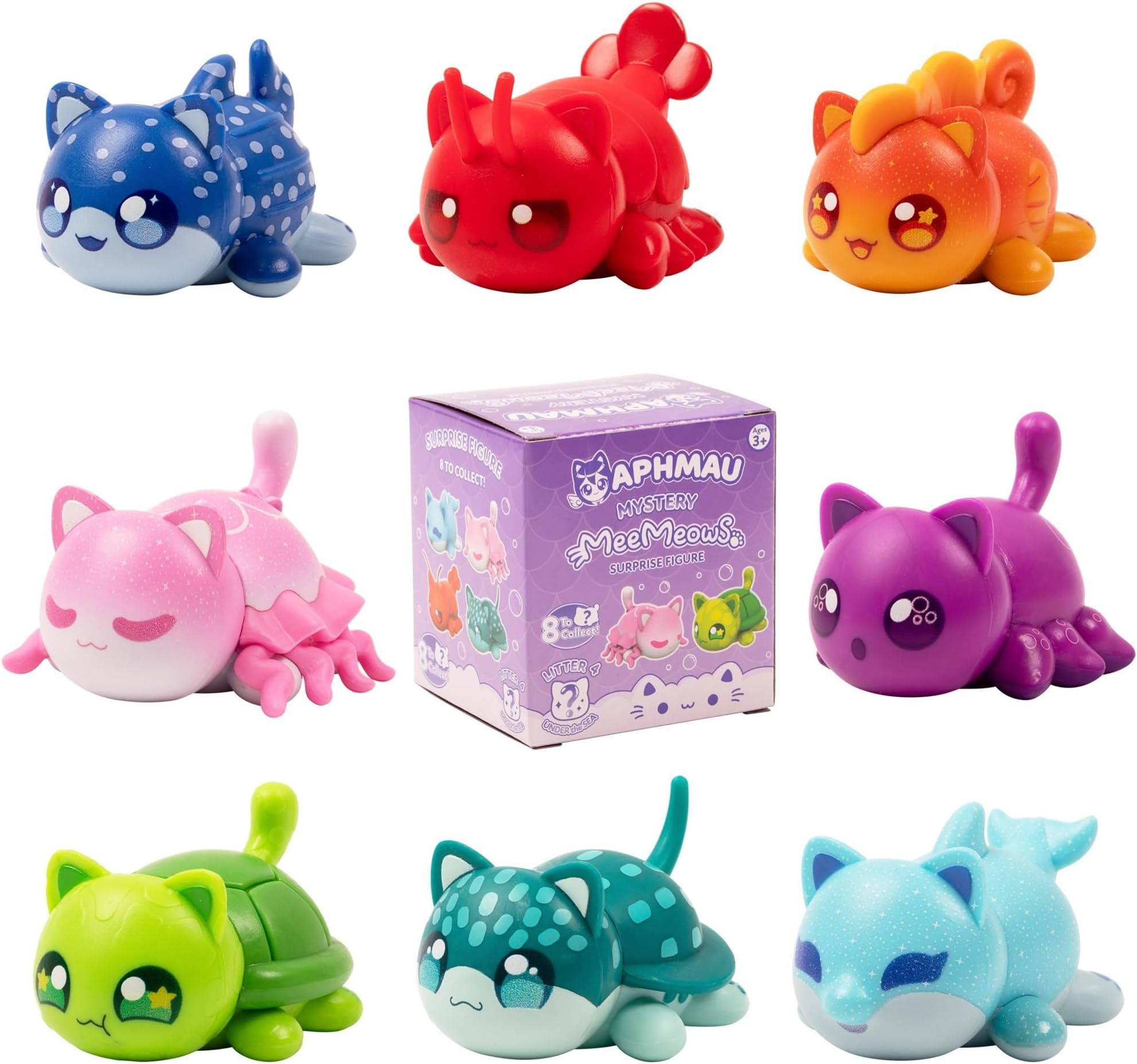 Aphmau MeeMeow Mystery Figures 6 Pack – Series 4; YouTube Gaming Channel, Blind Box, 6 of 8 Possible Under The Sea MeeMeows Soft Toys For Kids