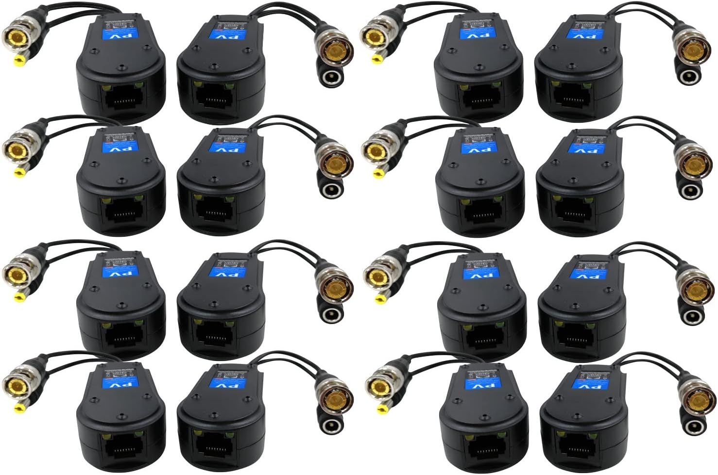 8 Pair Passive Video Balun with Power, Upgraded 1080P - 8MP BNC to RJ45 Long Distance Network Transceiver, Cat5e Cat6 Cable to BNC Male Adapter for CCTV Security Surveillance Camera System