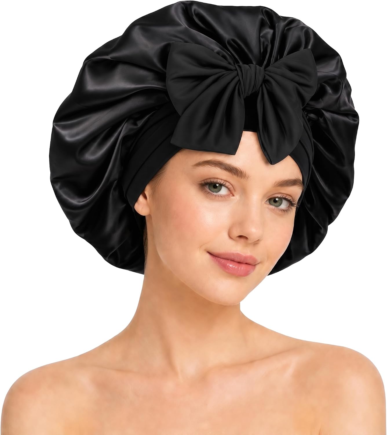 Silk Bonnet for Sleeping Satin Hair Bonnet Double Layer Adjustable Sleep Cap with Elastic Tie Band