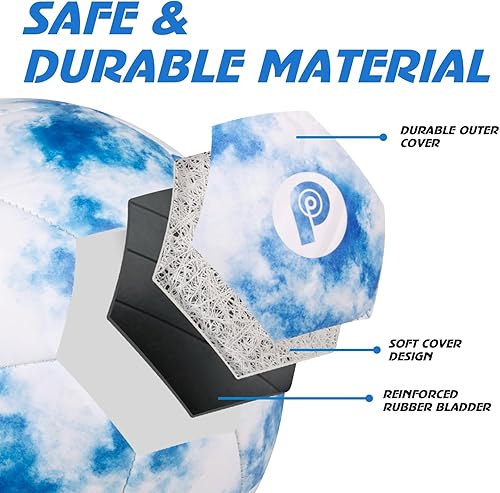 Miniatura 2 de PP PICADOR Balón de fútbol de tamaño 4, pelotas de fútbol para niñas, niños, jóvenes, niños, entrenamiento, escuela, interior y exterior, pelota de