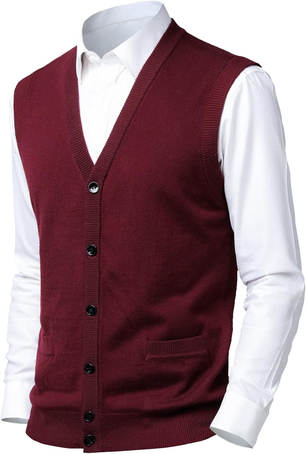 Harbrosrce Heren Kabelgebreid Truivest Met Knoppen Mouwloos Vest van Gebreide Wolmix Heren Casual Trui Top met Zakken, B-light Grijs, L