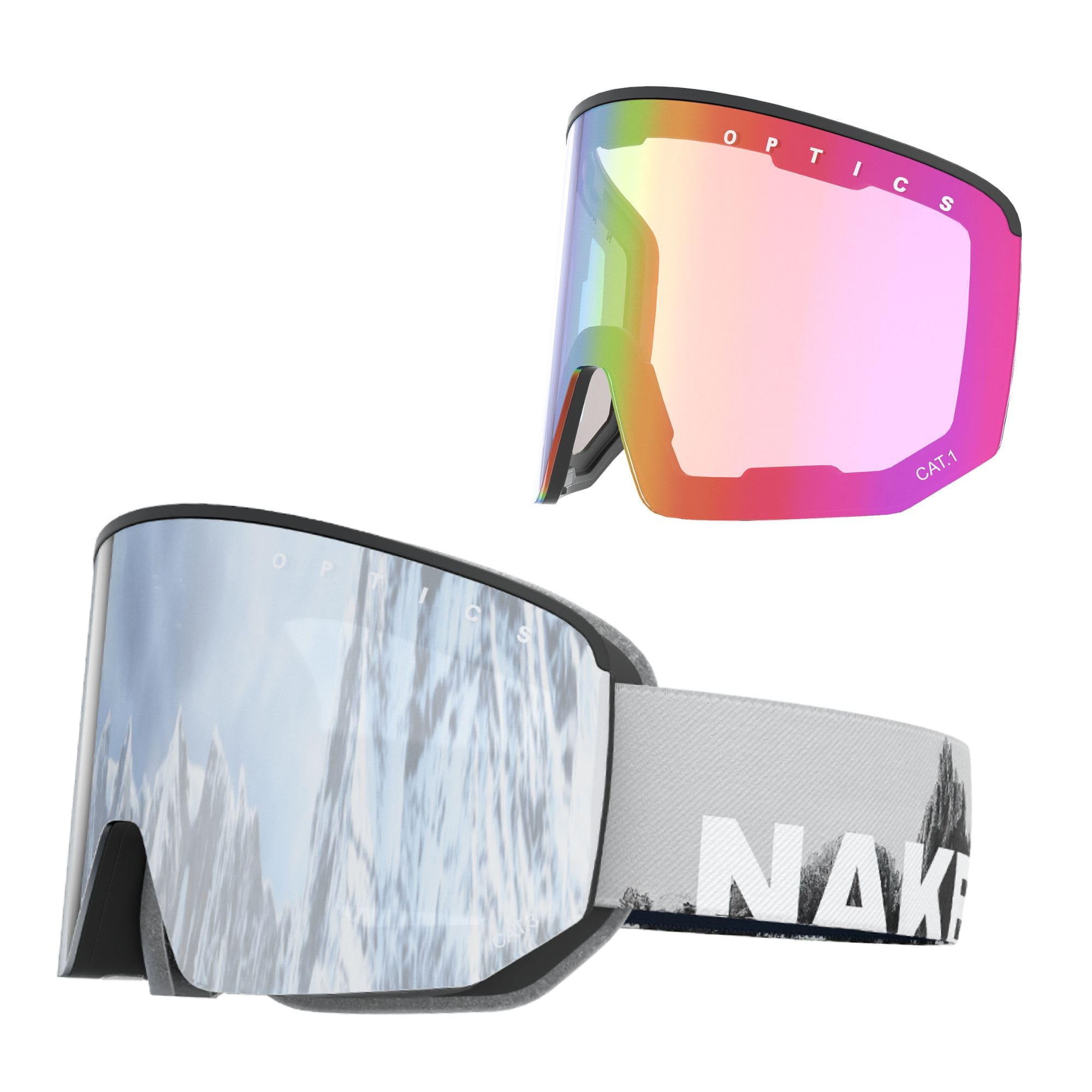 NAKED Optics NOVA Skibrille Männer, Ski Brille Frauen, Snowboardbrille, Ski-Brille schlechtes Wetter, Schibrille mit optionalen Wechselgläsern, Skiing Goggles