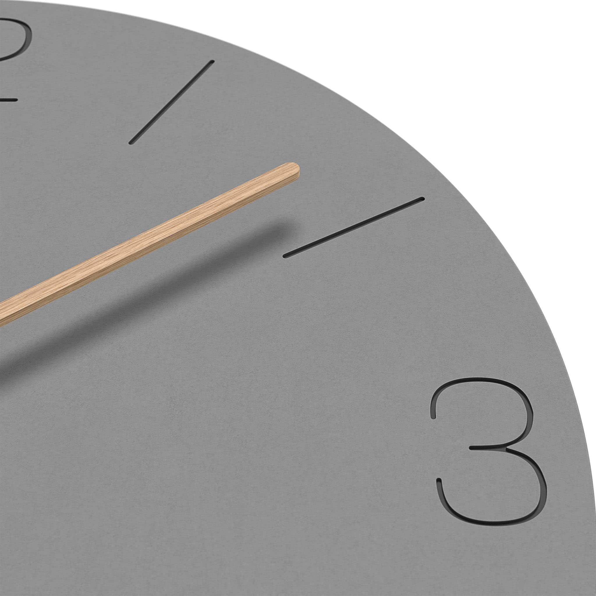 Cander Berlin MNU 2650 H XXL Wanduhr lautlos 50 cm ohne Tickgeräusche analog Wohnzimmer modern Vintage grau Holzzeiger groß