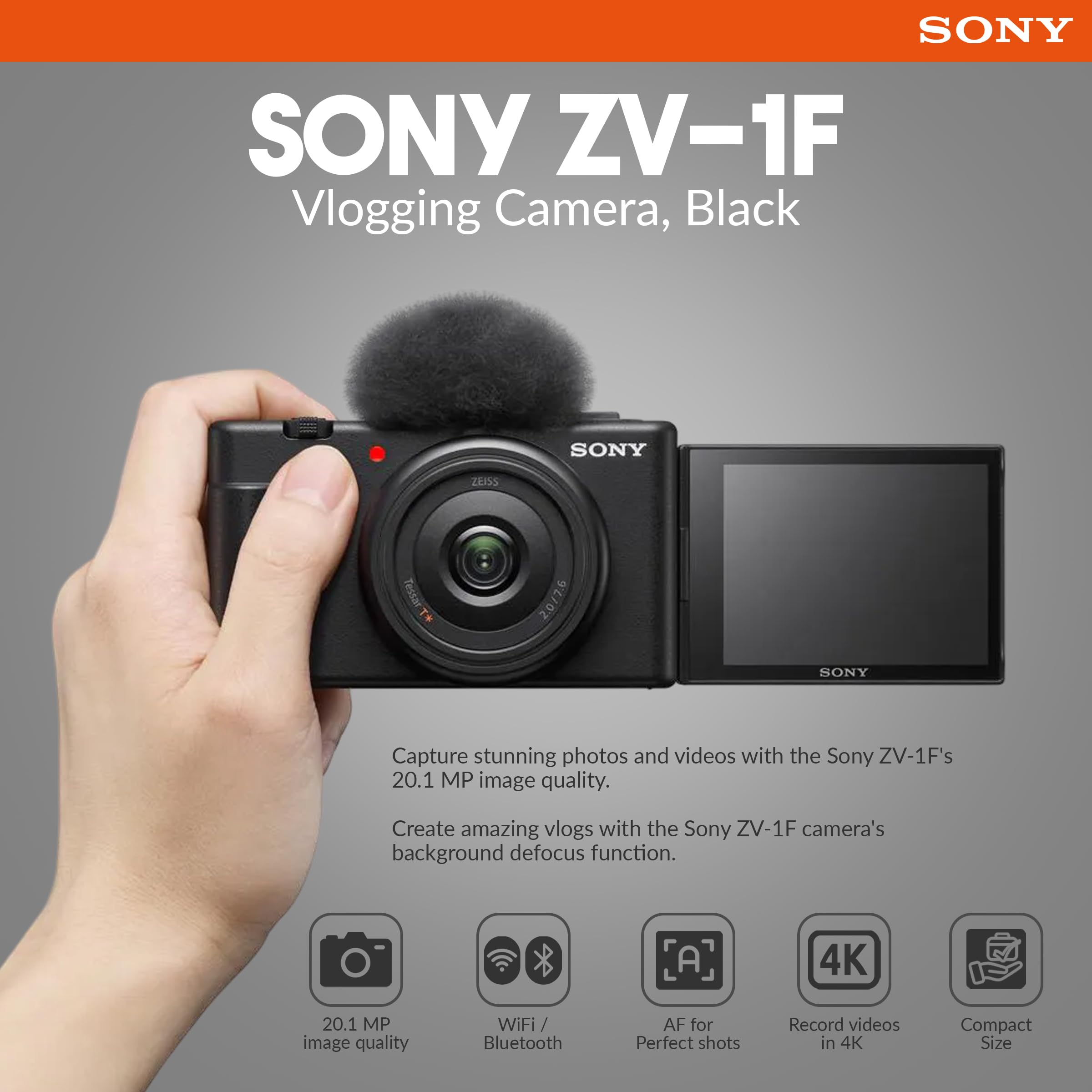Amazon.com : ZV-1F Vlogging Camera, Black, Bundle with Extreme