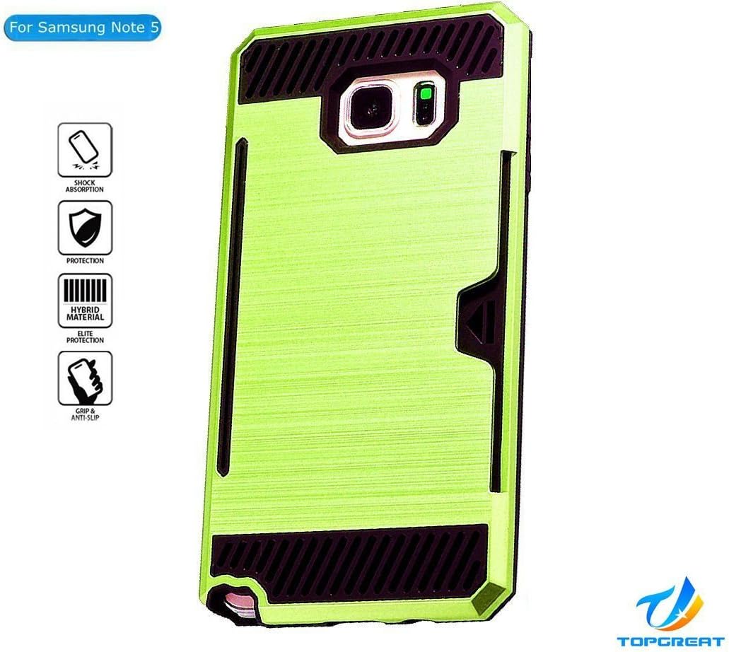 Samsung Note 5 case,Galaxy Note 5 case,TopGreat Super Cool Dazzle Anti-slip Drop Protection Shock Absorption Armour Case Wiredrawing Texture Card Slots Cover [Wallet][Gifts] for Samsung Note 5 (Green)