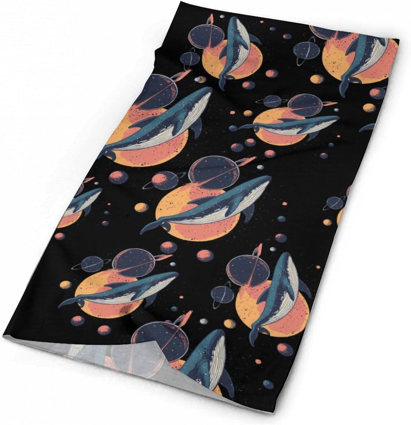 Blue Whale Spacees Planets Face Cover Neck Gaiters for Men Women Sun Protection Mask Scarf Hiking Bandana