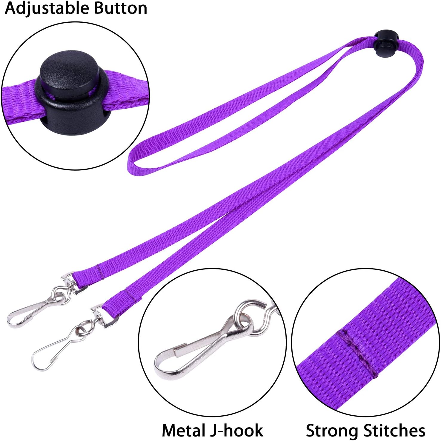 Wisdompro Face Mask Lanyard, 10 Pcs Double Hook Lanyard with Adjustable Length, Mask Holder Around Neck for Kids, Adults, Ear Saver - 5 Colors - Image 3