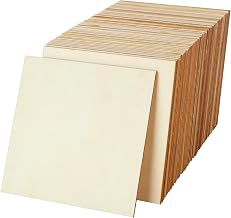 50 Pcs Unfinished Blank Wood Pieces, 15cm/6in Square Wood Slices, Natural Wooden Cutouts for DIY, Crafts, Carving, Painting, Decoration