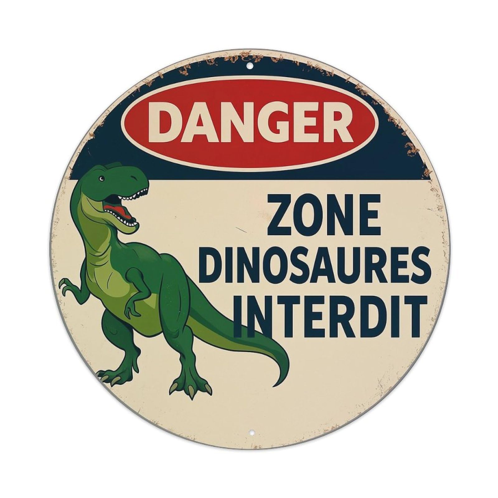Danger Zone Dinosaures Interdit Sign Tin Sign Metal Poster Vintage Metal Signs for Home Man Cave Bar Cafe Kitchen laundry room Wall Decorations 8x8 inches