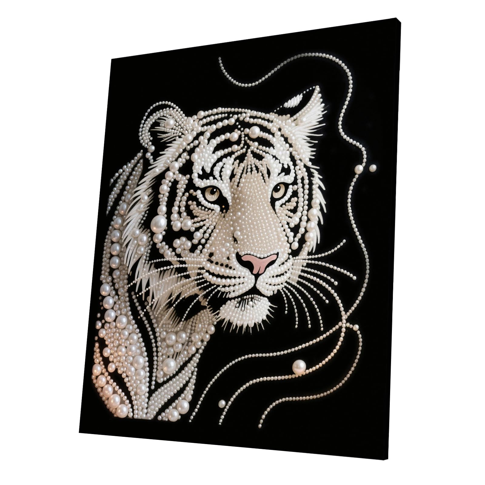 DIY Pearl Painting Kit with Wooden Frame, 3D Plastic Pearl Gemstone Ocean Art Craft for Adults Beginners, Diamond Art Kits for Adults, Home Wall Decor Ready Gift for Women(Tiger)(40 * 50cm)