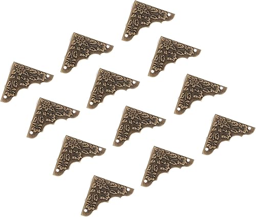 Miniatura 3 de Yetaha 12 protectores de esquina decorativos antiguos, caja de bronce retro, patrones de tallado de esquina, protectores de seguridad para muebles,