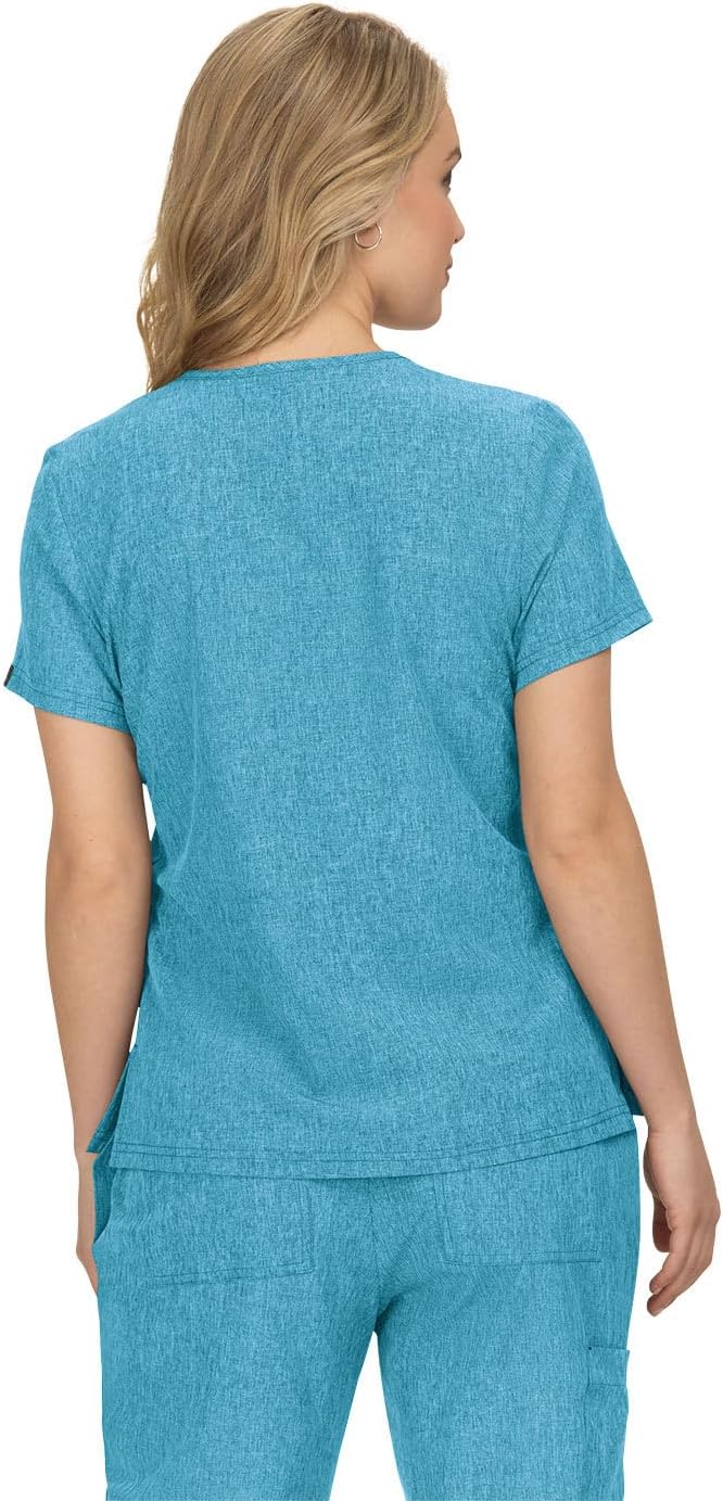 KOI Basics Kade Women's 1-Pocket Tuck-in Scrub Top Heather Electric Blue 3X-Large - Image 2