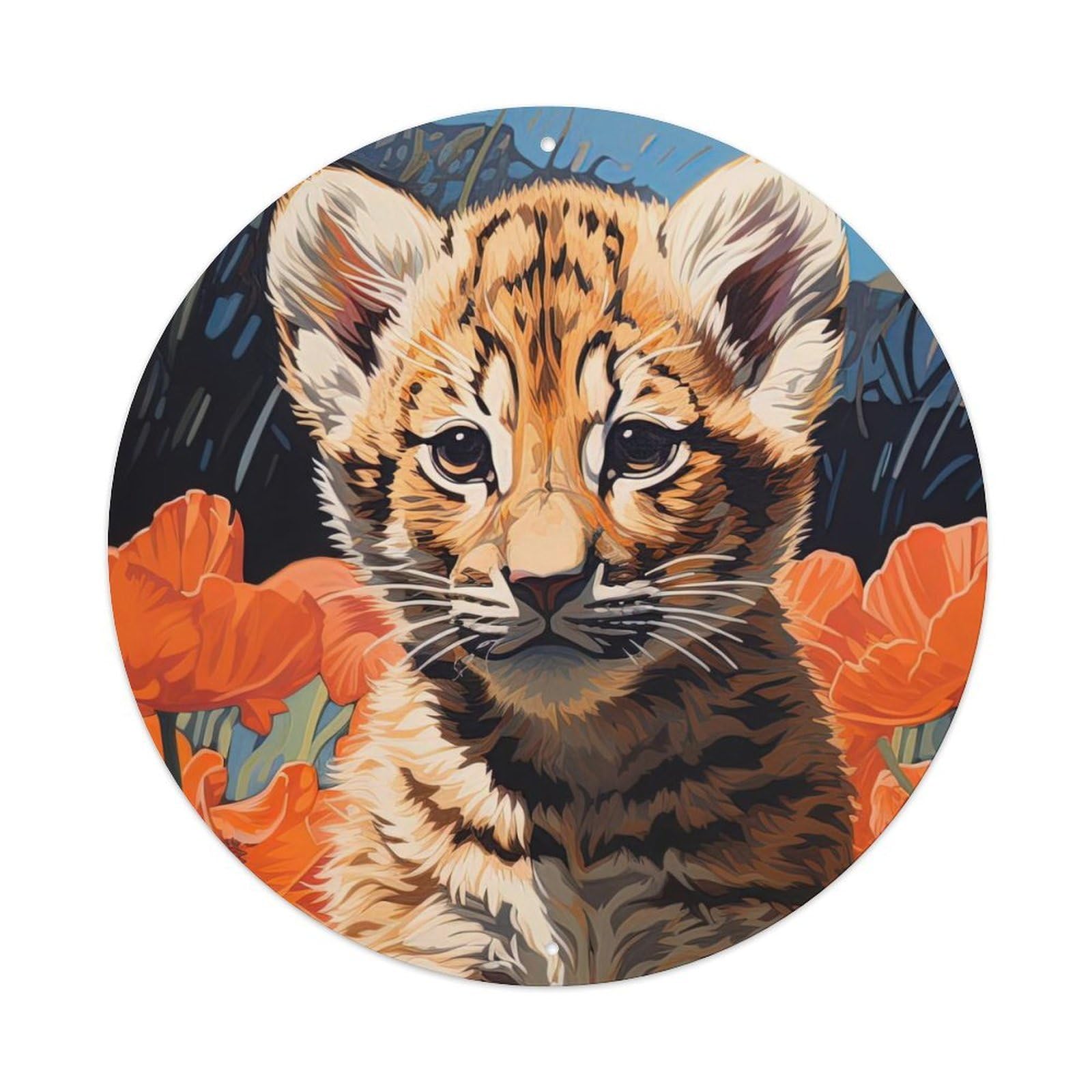 Animal Artwork Cute Tiger Cub Metal Tin Sign