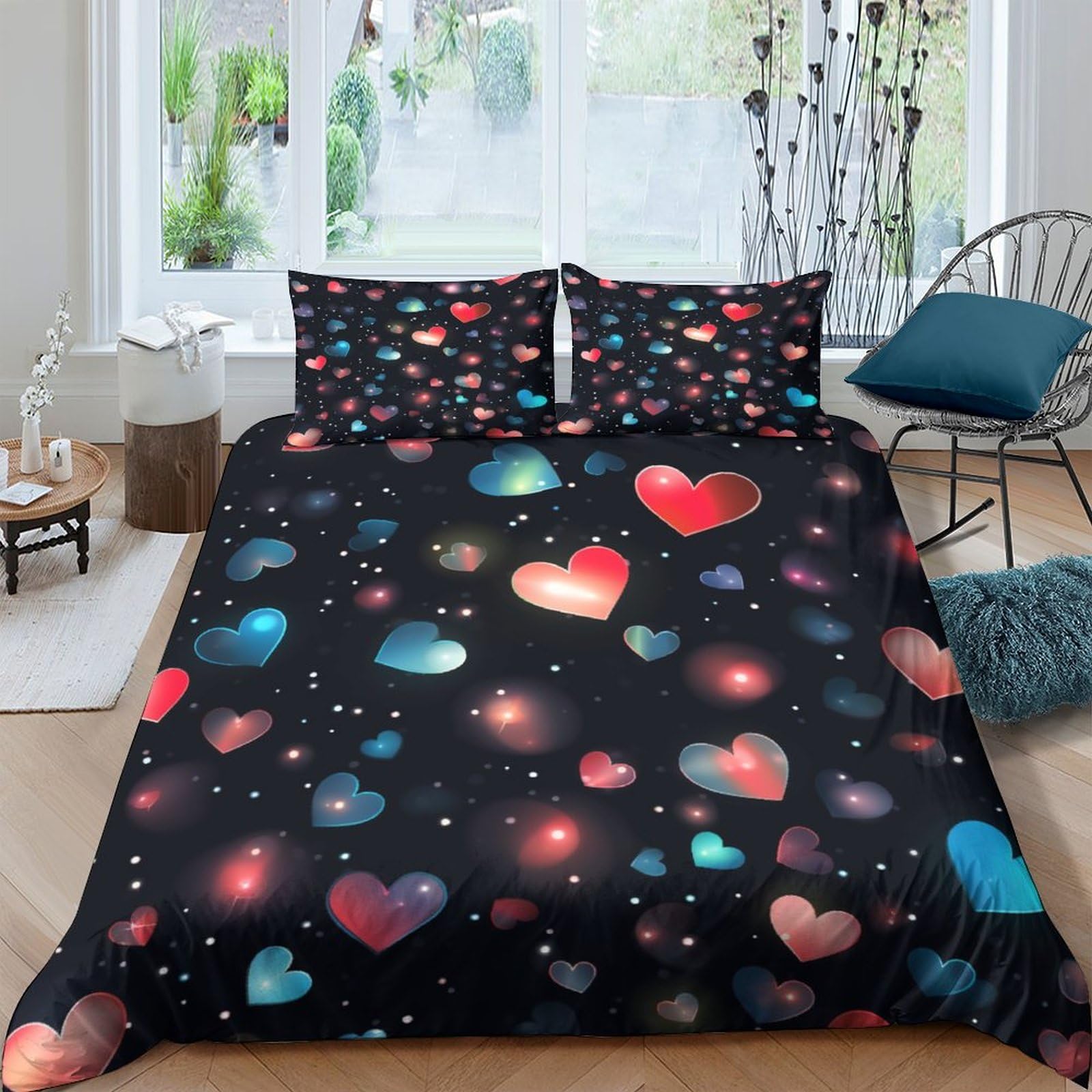 Housse de couette 220x240 avec fermeture éclair éclairant le décor de chambre