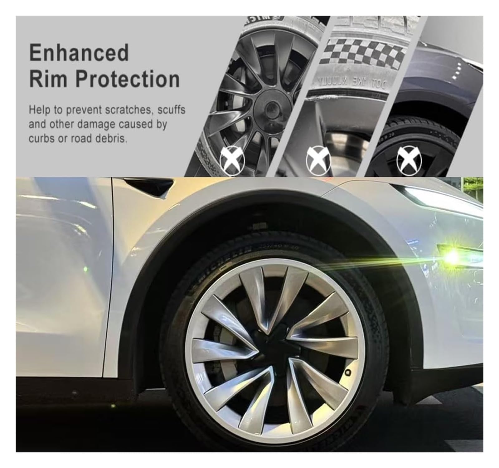Radkappen, for Tesla Räder Protektoren 4PCS 20 Zoll Felgen Abdeckung ABS Radkappen Abdeckungen Schutz Teile Zubehör(Black)