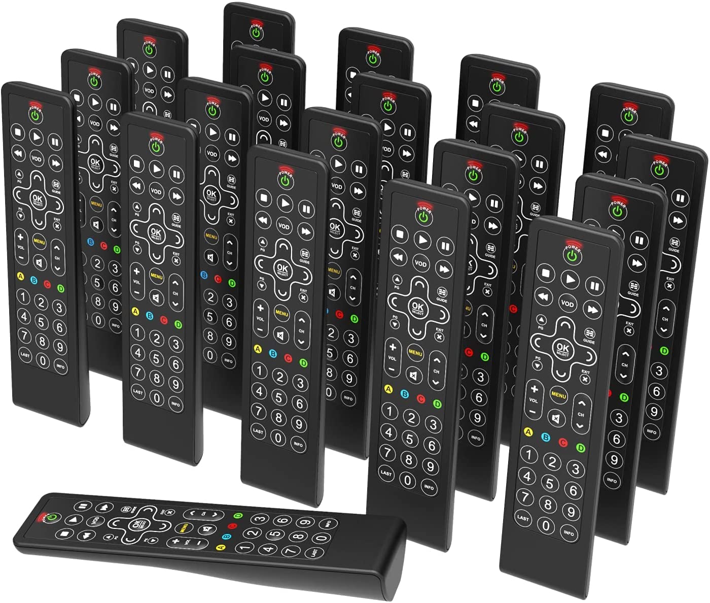 Telecomando Slate (confezione da 20 telecomandi) - Telecomando universale per gli ospiti - Completamente lavabile - Nero