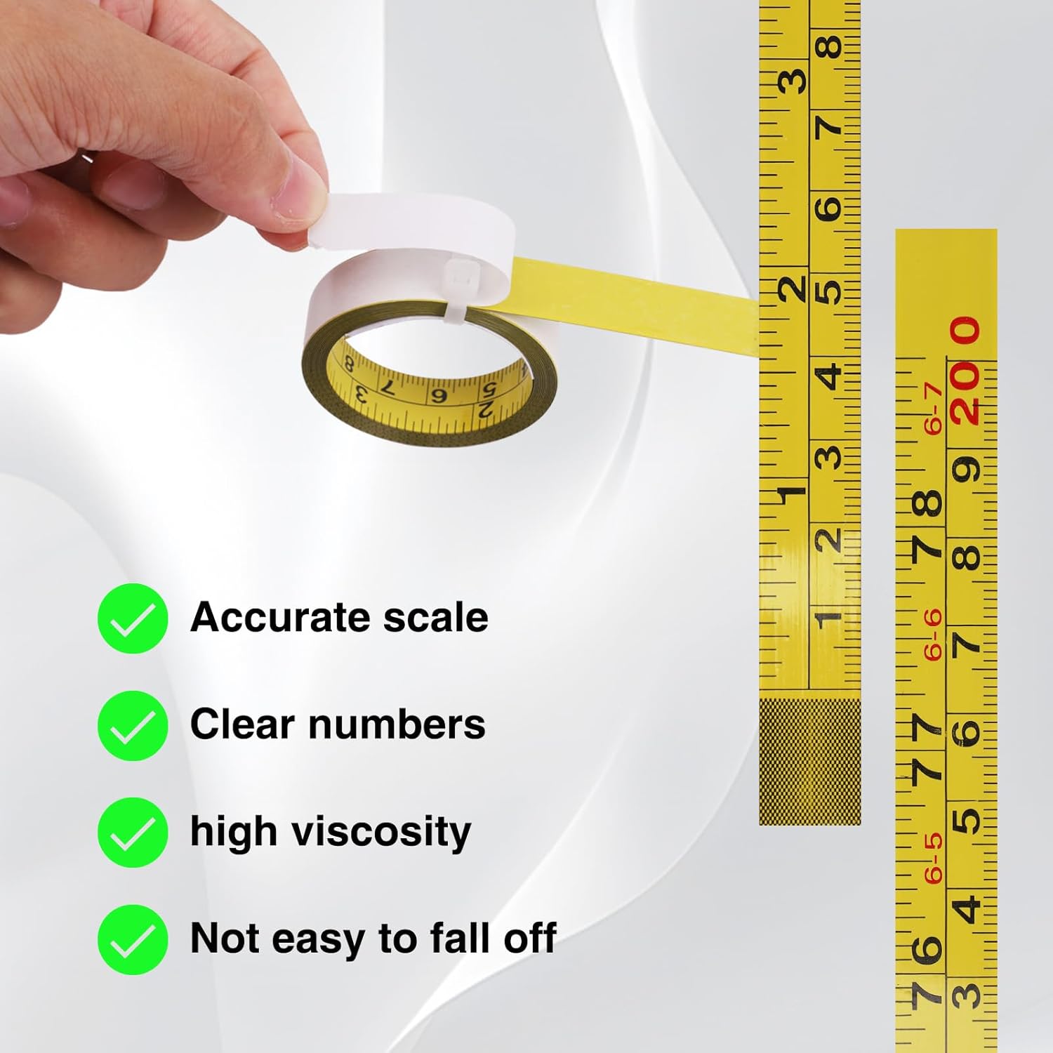 4 Pcs Adhesive Measuring Tape, Left to Right Reading 78 Inches/200cm Imperial and Metric Tape Measure Sticker(Yellow)
