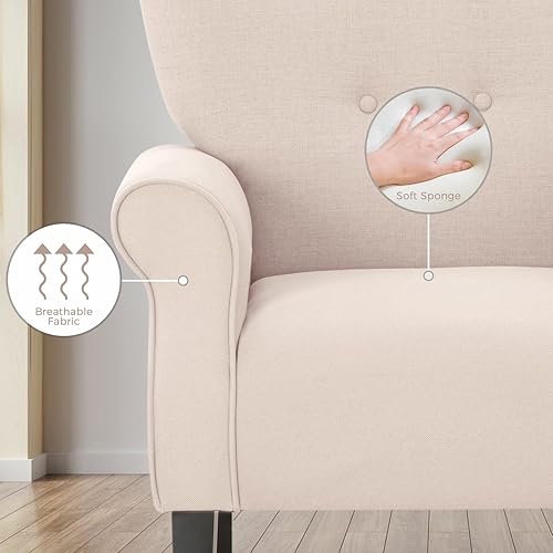 Miniatura 5 de Mellcom - Sillón moderno, sillón con respaldo alto,Sofá individual tapizado con tela y con patas de madera para sala de estar, dormitorio,Club
