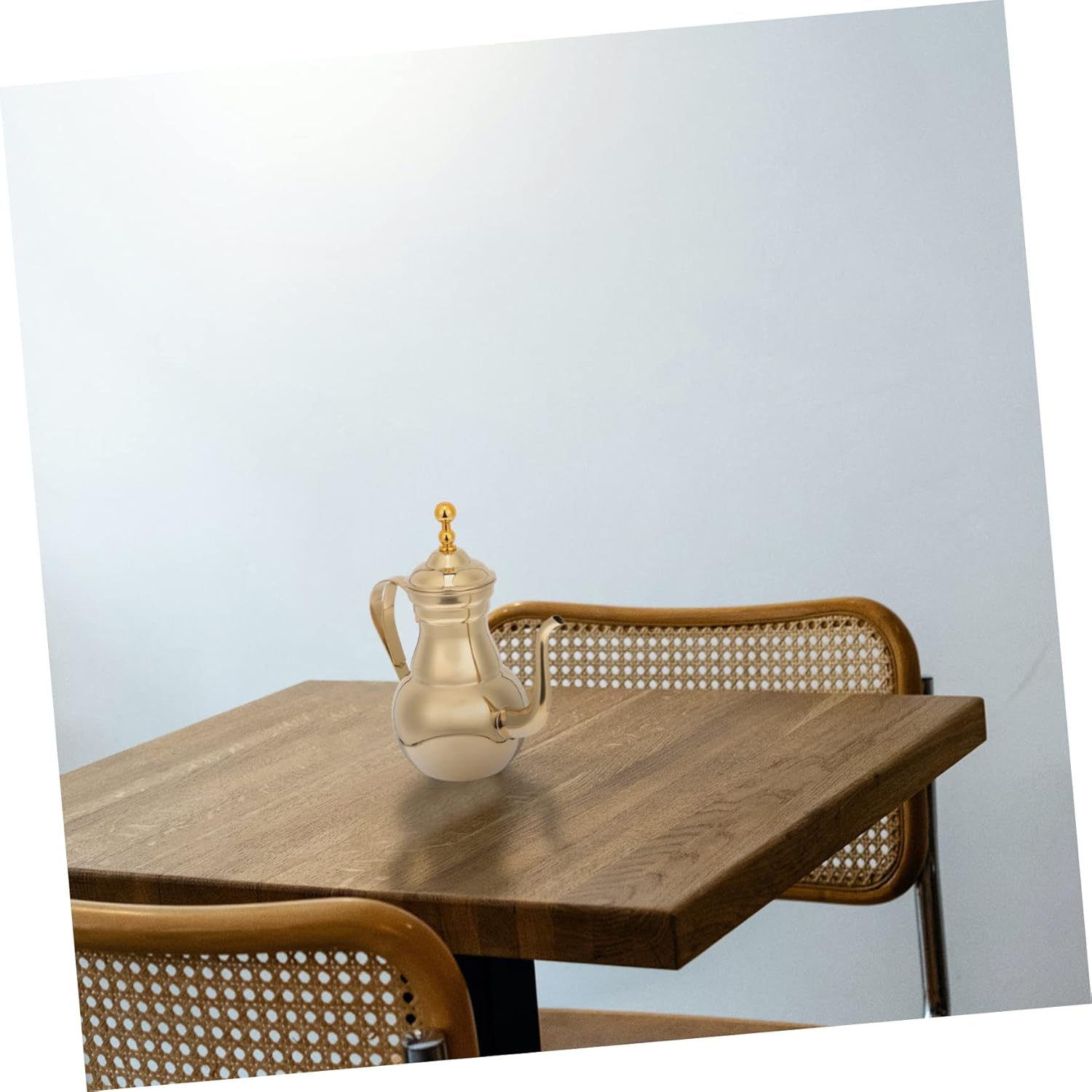 VICASKY Stainless Steel Coffee Pot with Filter Ergonomic Handle Heat Resistant Pouring Kettle for Middle Eastern Arabic Style Brewing and Easy to Clean Gold Finish for Home and Restaurant