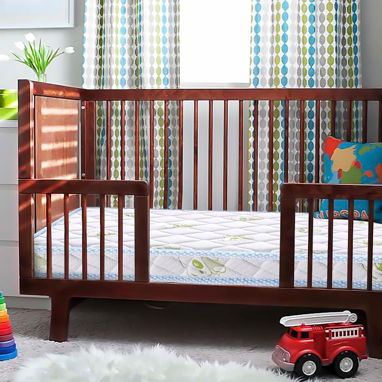 Letmxiu Premium Crib & Toddler Mattress, 100% Knitted Fabric, Premium Fleece Surface-Hypoallergenic, Soft Breathable, 5" Thick-Firm and Optimal Support, Non-Toxic Crib Mattress for Toddler Beds