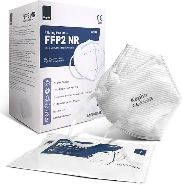 25 PCS INDIVIDUALLY WRAPPED FFP2 Masks CE Certified Dust Respirator Mask, Multiple Layered, Seal Wrapped High Filtration Particle, Non-Woven Filtering Effect Face Cover For Everyday Use - White