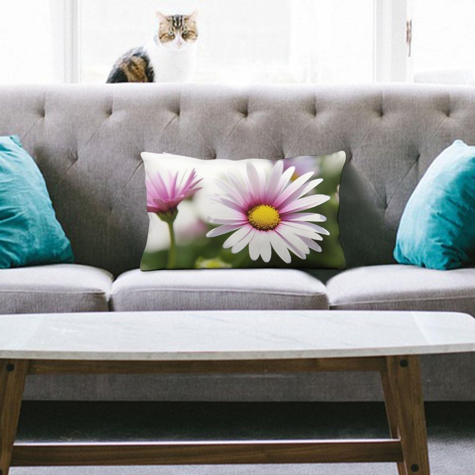 NTVOWPZO Decoration Throw Pillow Covers 8"x12" Pillowcases Covers Daisy Flower Soft Pillowcases Modern Farmhouse Home Decor Sofa Cushions Covers for Couch Bed Living Room