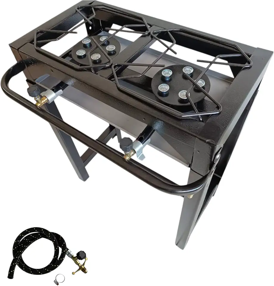 Fogão Industrial 2 Bocas Alta Pressão. Preto, com Estrutura em Aço Carbono