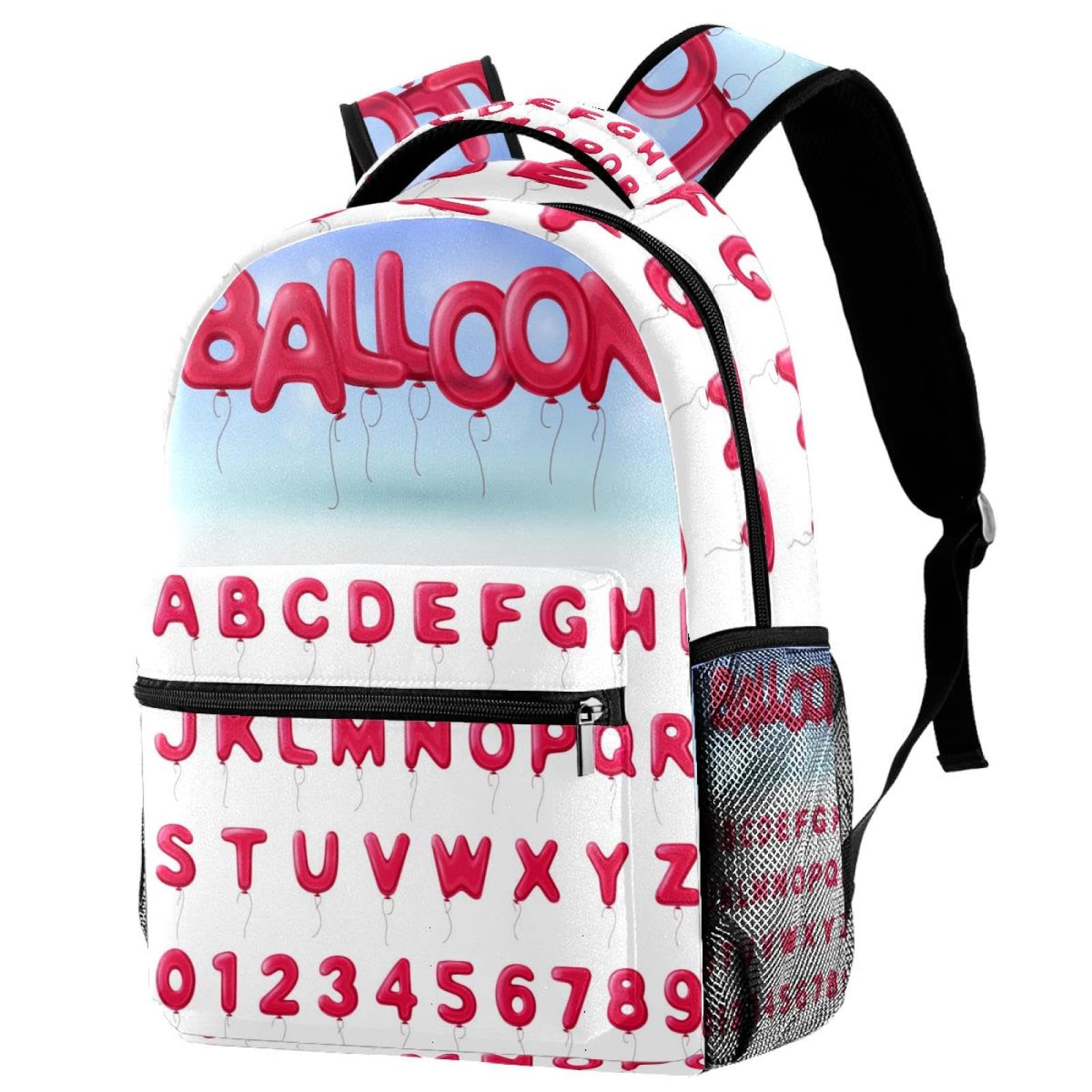 Sac à dos d'école avec ballons et lettres roses style multicolore - 7