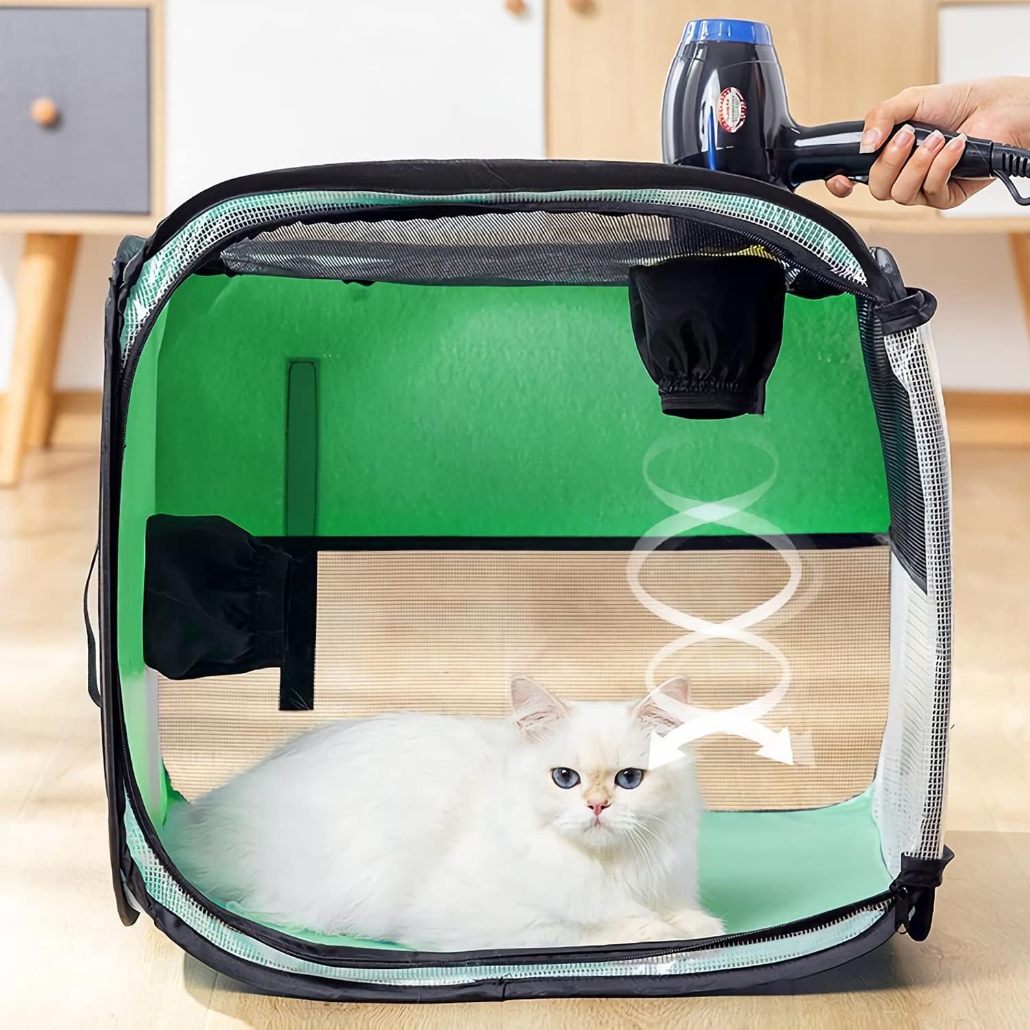 Caja De Secado para Mascotas, Portátil, Plegable, para Mascotas, Secador De Pelo para Mascotas, Aseo Limpio, Secador De Casa, Jaula para Perros Y Gatos, Caja De Secado, Bolsa De Viaje De Lado Suave