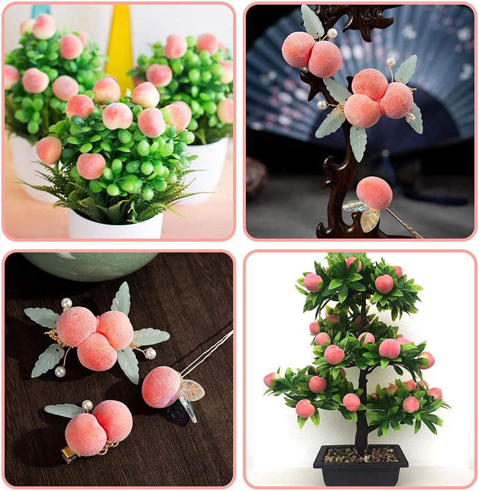 Artificial Mini Peaches, Pink and Yellow Fake Fruit for Decor 50PCS
